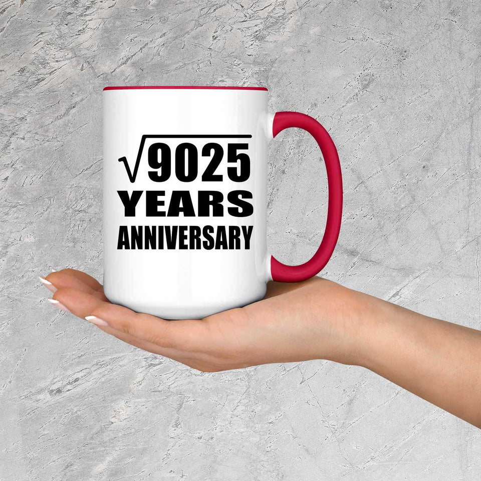 95th Anniversary Square Root of 9025 Years Anniversary - 15oz Accent Mug Red