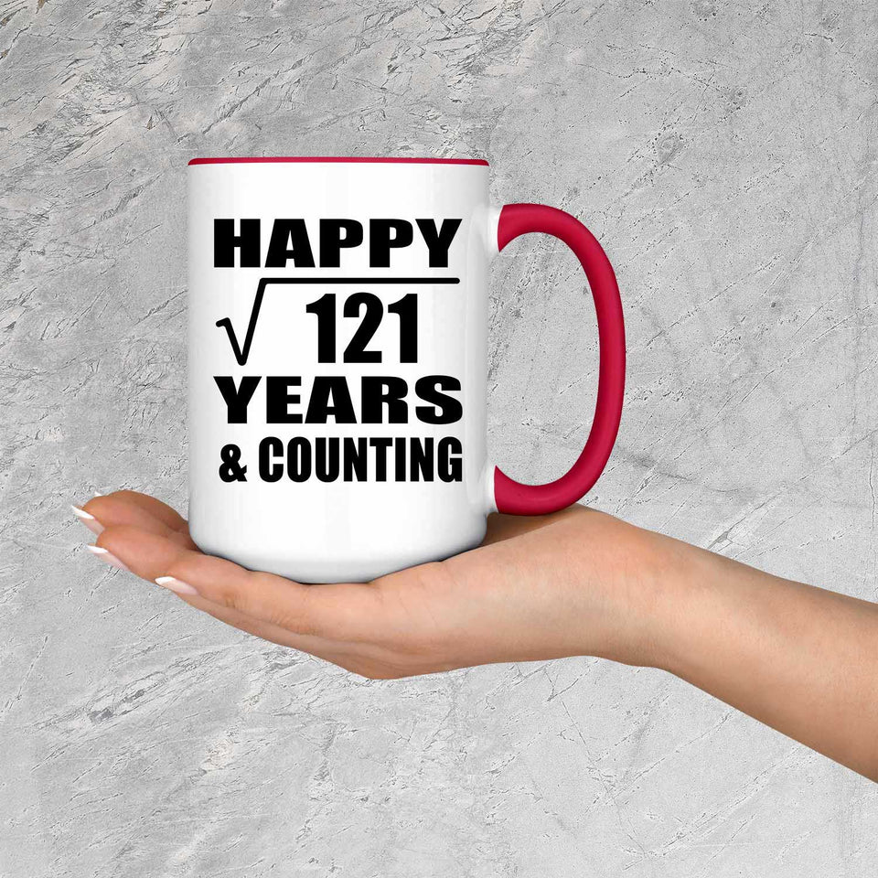 Happy 11th Anniversary Square Root of 121 Years & Counting - 15oz Accent Mug Red