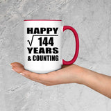 Happy 12th Anniversary Square Root of 144 Years & Counting - 15oz Accent Mug Red