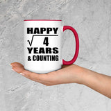 Happy 2nd Anniversary Square Root of 4 Years & Counting - 15oz Accent Mug Red