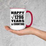 Happy 36th Anniversary Square Root of 1296 Years & Counting - 15oz Accent Mug Red