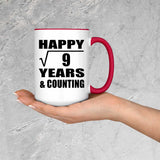 Happy 3rd Anniversary Square Root of 9 Years & Counting - 15oz Accent Mug Red