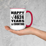 Happy 68th Anniversary Square Root of 4624 Years & Counting - 15oz Accent Mug Red