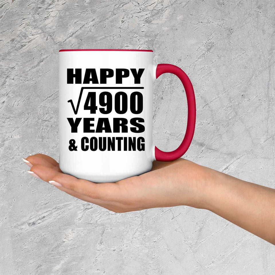 Happy 70th Anniversary Square Root of 4900 Years & Counting - 15oz Accent Mug Red