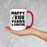 Happy 90th Anniversary Square Root of 8100 Years & Counting - 15oz Accent Mug Red