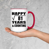 Happy 9th Anniversary Square Root of 81 Years & Counting - 15oz Accent Mug Red