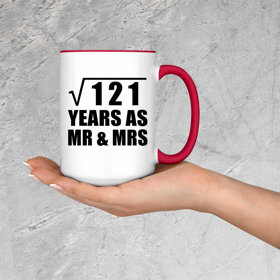 11th Anniversary Square Root of 121 Years As Mr & Mrs - 15oz Accent Mug Red