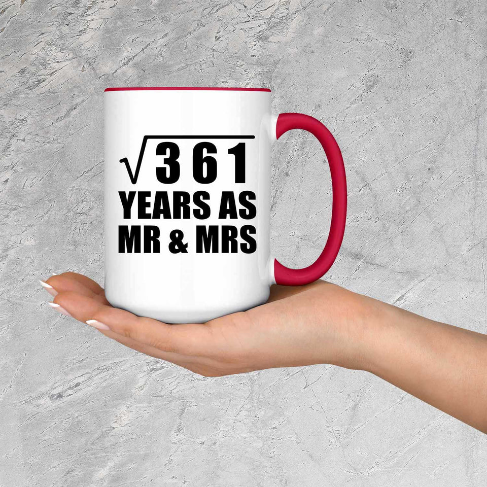 19th Anniversary Square Root of 361 Years As Mr & Mrs - 15oz Accent Mug Red