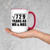 27th Anniversary Square Root of 729 Years As Mr & Mrs - 15oz Accent Mug Red