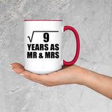 3rd Anniversary Square Root of 9 Years As Mr & Mrs - 15oz Accent Mug Red