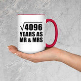 64th Anniversary Square Root of 4096 Years As Mr & Mrs - 15oz Accent Mug Red