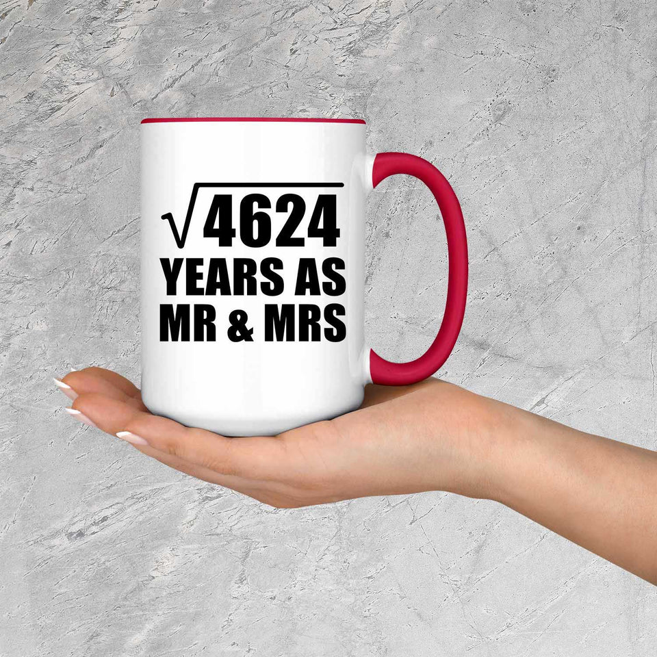 68th Anniversary Square Root of 4624 Years As Mr & Mrs - 15oz Accent Mug Red