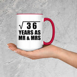 6th Anniversary Square Root of 36 Years As Mr & Mrs - 15oz Accent Mug Red
