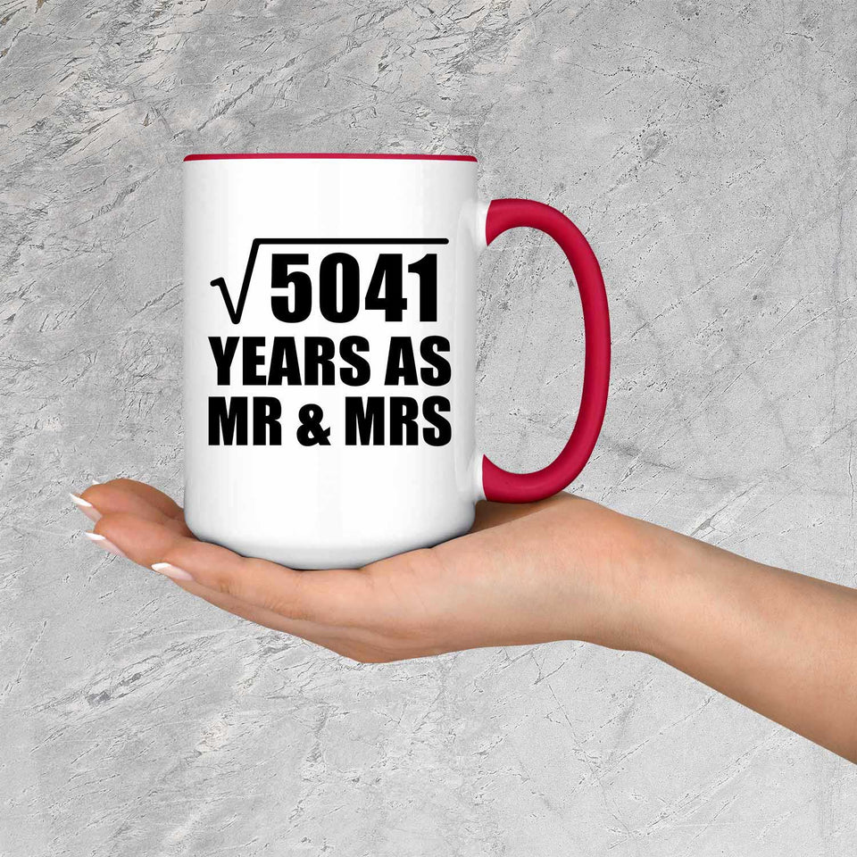 71st Anniversary Square Root of 5041 Years As Mr & Mrs - 15oz Accent Mug Red