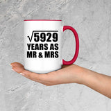 77th Anniversary Square Root of 5929 Years As Mr & Mrs - 15oz Accent Mug Red