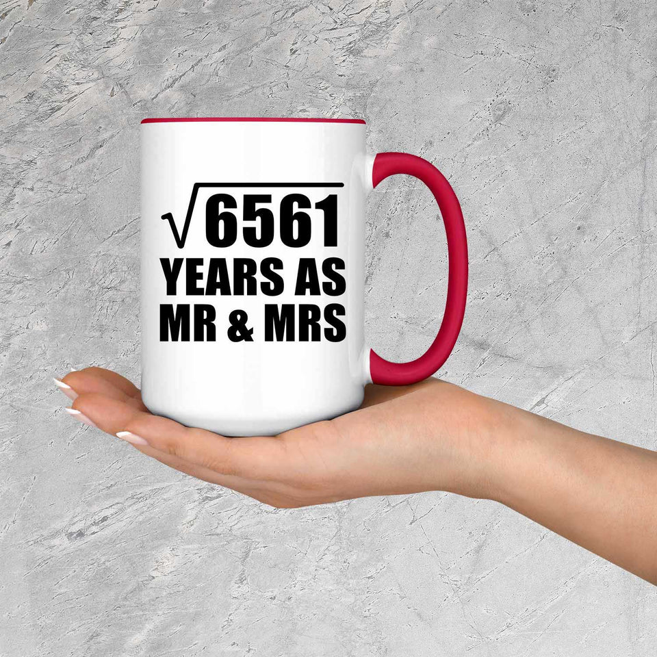 81st Anniversary Square Root of 6561 Years As Mr & Mrs - 15oz Accent Mug Red