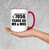 84th Anniversary Square Root of 7056 Years As Mr & Mrs - 15oz Accent Mug Red