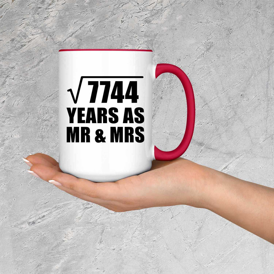 88th Anniversary Square Root of 7744 Years As Mr & Mrs - 15oz Accent Mug Red