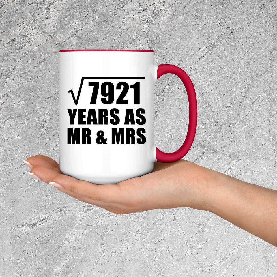 89th Anniversary Square Root of 7921 Years As Mr & Mrs - 15oz Accent Mug Red
