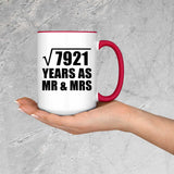 89th Anniversary Square Root of 7921 Years As Mr & Mrs - 15oz Accent Mug Red