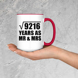 96th Anniversary Square Root of 9216 Years As Mr & Mrs - 15oz Accent Mug Red