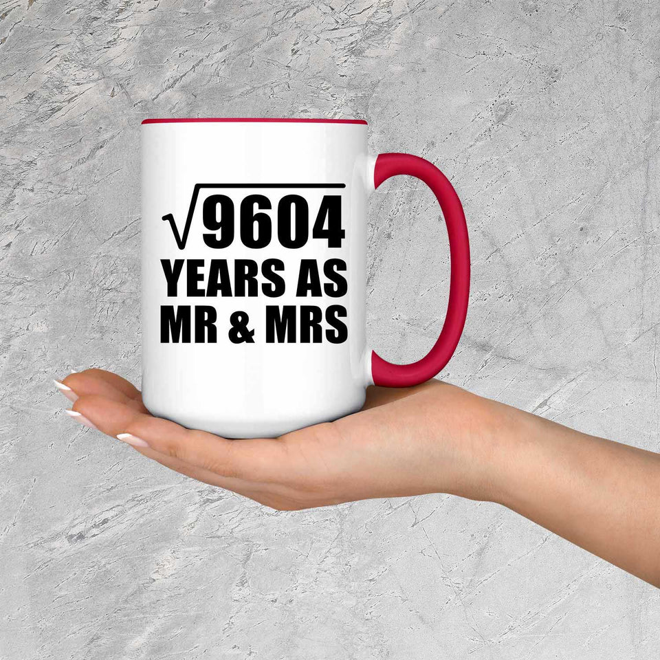 98th Anniversary Square Root of 9604 Years As Mr & Mrs - 15oz Accent Mug Red