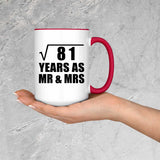 9th Anniversary Square Root of 81 Years As Mr & Mrs - 15oz Accent Mug Red