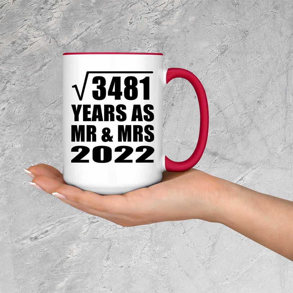 59th Anniversary Square Root of 3481 Years As Mr & Mrs 2022 - 15oz Accent Mug Red