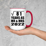 9th Anniversary Square Root of 81 Years As Mr & Mrs 2022 - 15oz Accent Mug Red