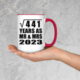 21st Anniversary Square Root of 441 Years As Mr & Mrs 2023 - 15oz Accent Mug Red