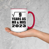 3rd Anniversary Square Root of 9 Years As Mr & Mrs 2023 - 15oz Accent Mug Red