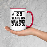 5th Anniversary Square Root of 25 Years As Mr & Mrs 2023 - 15oz Accent Mug Red