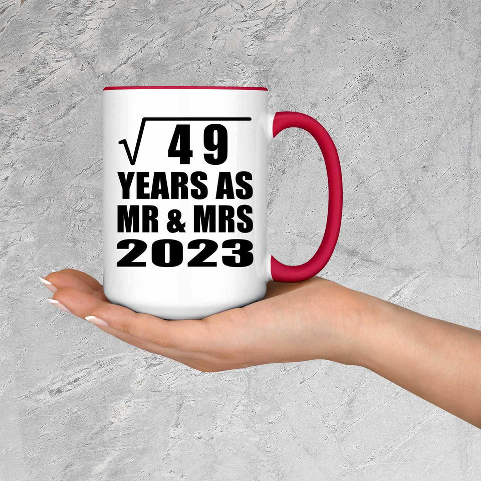 7th Anniversary Square Root of 49 Years As Mr & Mrs 2023 - 15oz Accent Mug Red