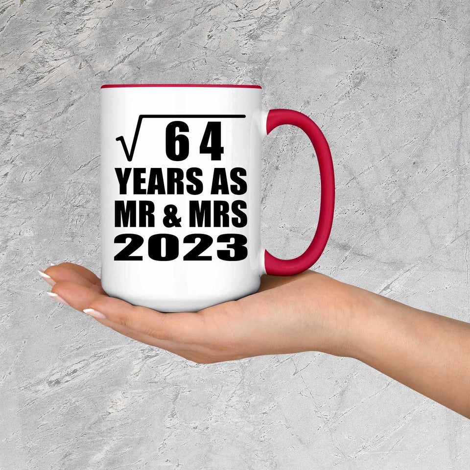 8th Anniversary Square Root of 64 Years As Mr & Mrs 2023 - 15oz Accent Mug Red