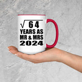 8th Anniversary Square Root of 64 Years As Mr & Mrs 2024 - 15oz Accent Mug Red