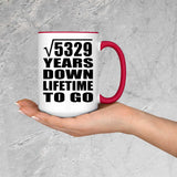 73rd Anniversary Square Root of 5329 Years Lifetime To Go - 15oz Accent Mug Red