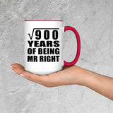 30th Anniversary Square Root of 900 Years of Being Mr Right - 15oz Accent Mug Red