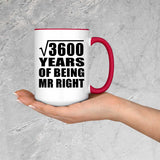 60th Anniversary Square Root of 3600 Years of Being Mr Right - 15oz Accent Mug Red