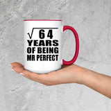 8th Anniversary Square Root of 64 Years of Mr Perfect - 15oz Accent Mug Red