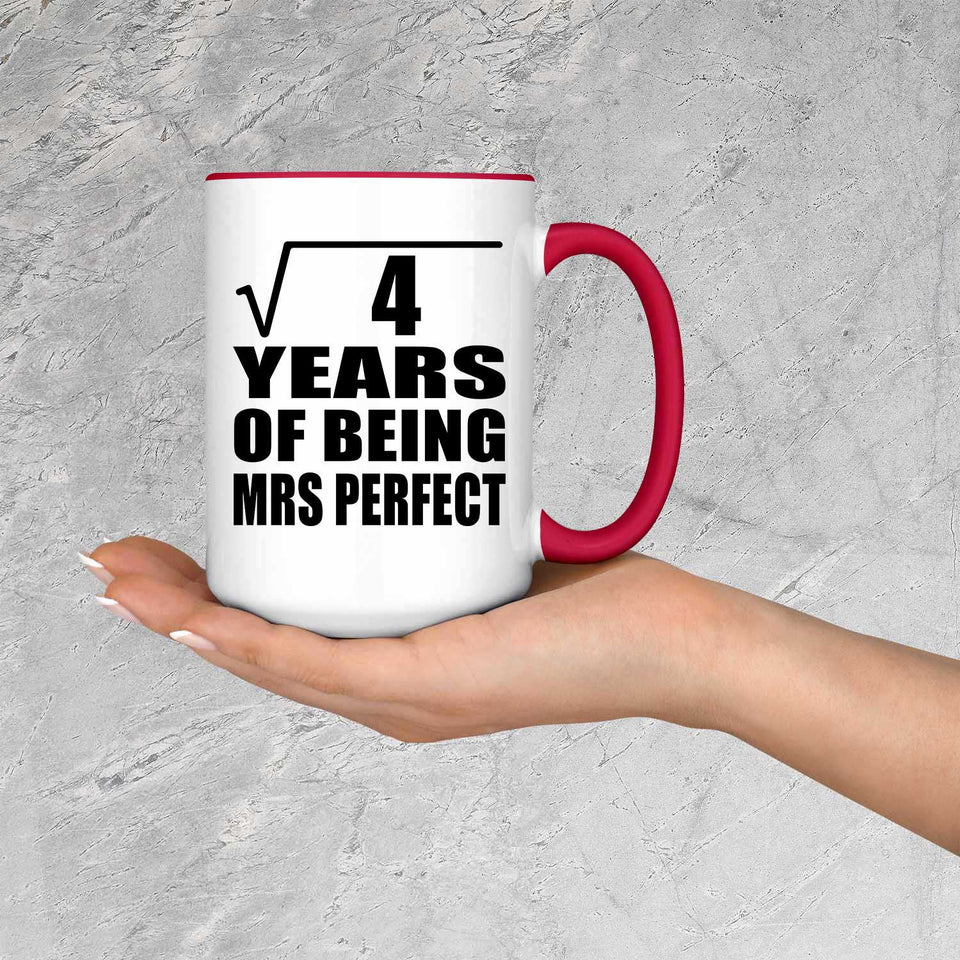 2nd Anniversary Square Root of 4 Years of Mrs Perfect - 15oz Accent Mug Red