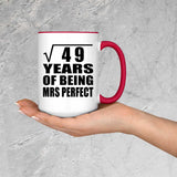 7th Anniversary Square Root of 49 Years of Mrs Perfect - 15oz Accent Mug Red
