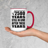 50th Anniversary Square Root of 2500 Years Still In Love - 15oz Accent Mug Red