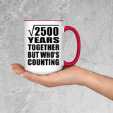 50th Anniversary Square Root of 2500 Years Who's Counting - 15oz Accent Mug Red