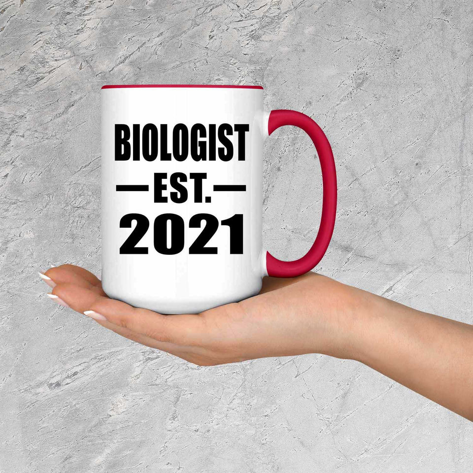 Biologist Established EST. 2021 - 15oz Accent Mug Red