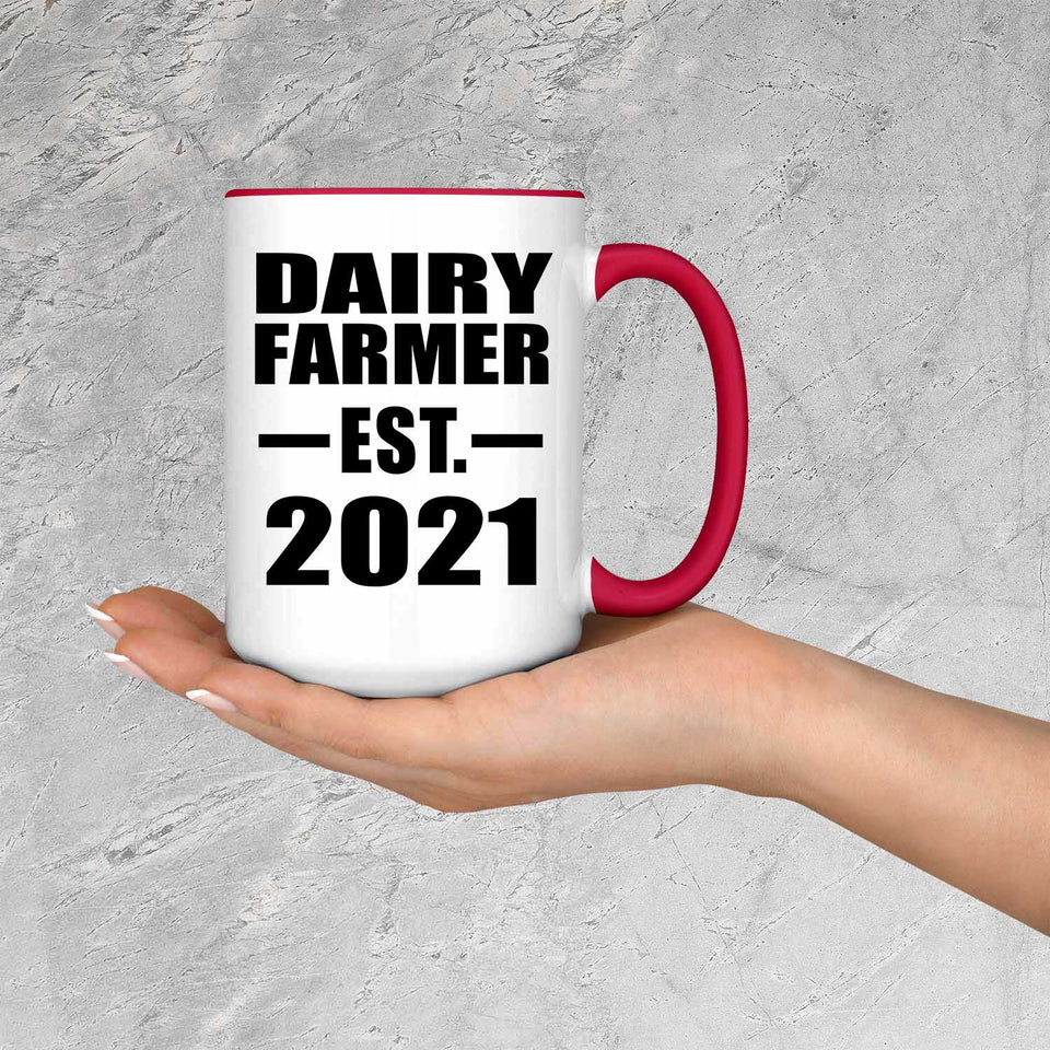 Dairy Farmer Established EST. 2021 - 15oz Accent Mug Red