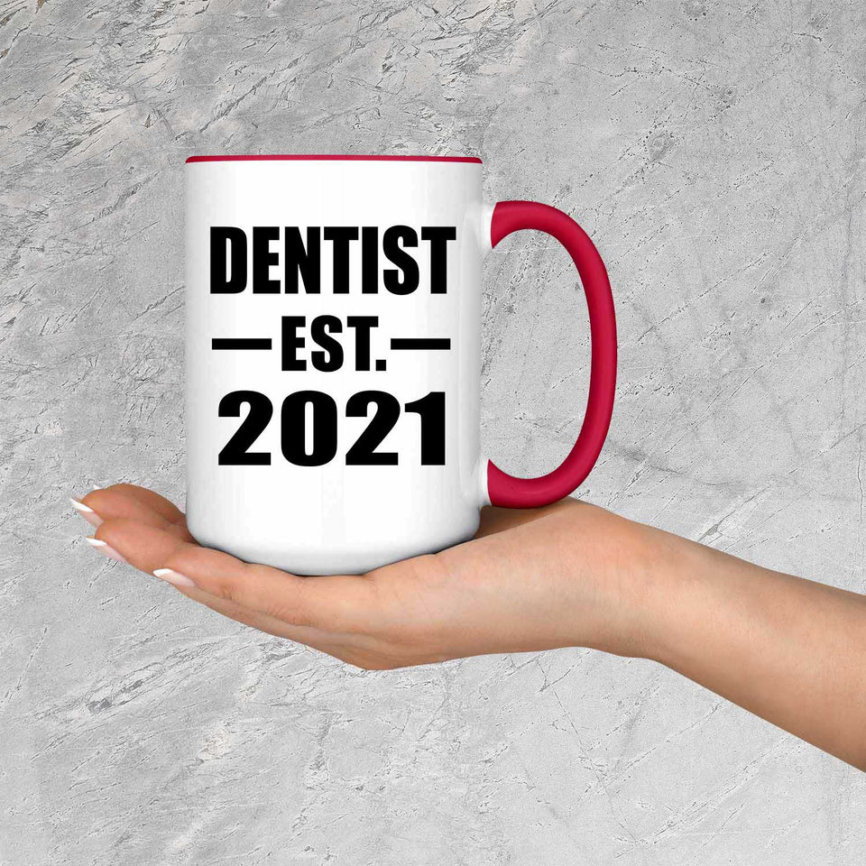 Dentist Established EST. 2021 - 15oz Accent Mug Red