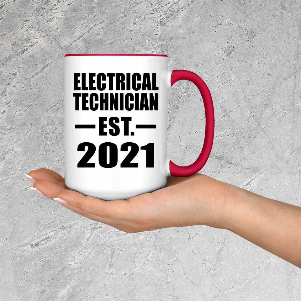 Electrical Technician Established EST. 2021 - 15oz Accent Mug Red
