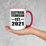 Electrical Technician Established EST. 2021 - 15oz Accent Mug Red