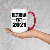 Electrician Established EST. 2021 - 15oz Accent Mug Red