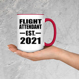 Flight Attendant Established EST. 2021 - 15oz Accent Mug Red
